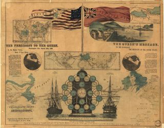 1858 United States Europe, Map, telegraph Chart, HISTORIC, Nice Detail 