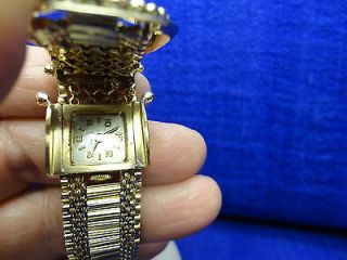   DECO 14K YELLOW GOLD SWISS MADE 17 JEWEL MATINA WATCH WITH WOVEN BAND