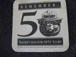 Smokey the Bear 50th Anniversary Paper Beer Drink Coaster CL13 23#