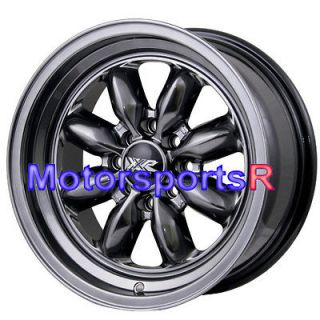   513 Chromium Black Rims Wheels Deep Dish Step Lip 4x100 Stance Honda