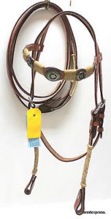   Brow Medium Oil w/ Rawhide Texas Star Conchos Bridle Horse Tack Equine