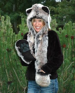 SpiritHoods Grey Wolf faux fur animal hat AUTHENTIC Animal hat  $129 