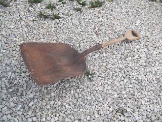 Antique ?? Vintage Large Shovel with D Wood Handle good decor
