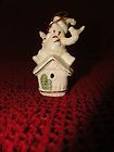 Snowman On A Birdhouse Christmas Ornament White With Red And Gold Trim 