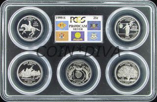 1999 S Silver State Quarters PCGS PR69DCAM Flag Multi Holder Set