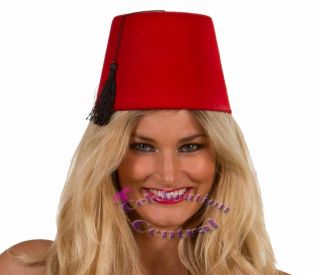 ADULT RED FEZ HAT WITH BLACK TASSLE FOR TURKISH TOMMY COOPER FANCY 