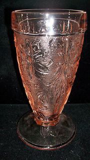 vintage depression pink glass goblet vase stemware 