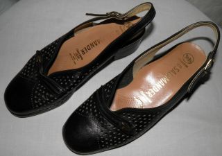 SALAMANDER West Germany BLACK Leather shoes size 4.5 great classic 
