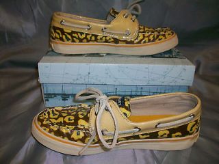 Womens Size 7 M ~ Sperry Top Sider ~ BAHAMA Olive LEOPARD shoes ~ with 