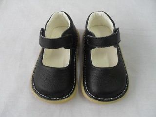 New Baby Girls Black Leather Dress Squeaky Shoes Toddler Size 5 + Xtra 