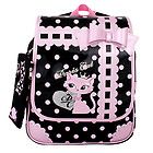 Paris cat School Bag Backpack for Girls, Kids, Child, Pink and Black 