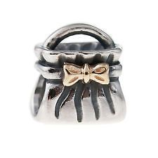  Pandora NEW Bow Purse Charm 14k Gold 925ALE Sterling Silver 790474