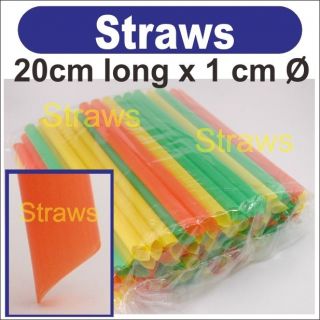 Straws Plastic 20 x 1 cm big circle round drinking drinks Mix color 
