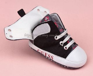 Baby Boy Black & White Soft Sole Shoes Toddler Sneaker Size Newborn to 