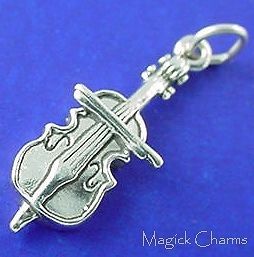 sterling silver 925 cello musical instrument 3d charm time left