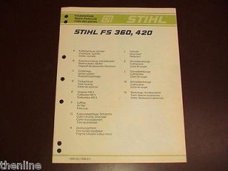STIHL String Trimmer Brushcutter Spare Parts List Manual FS 360 420 