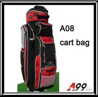   listed A08 14way full length divider golf cart bag hard black red