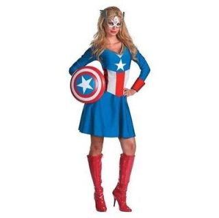 Womens Captain America Dress Halloween Costume Super Hero Superhero L 