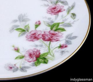   CHINA   SWEET HEART   BREAD SIDE PLATES   PINK ROSES   JAPAN   GOLD
