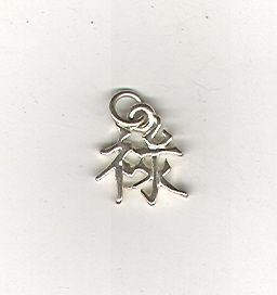 Vintage Sterling Silver Charm Chinese symbol for WEALTH 1/2 top to 