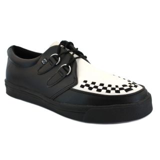 Creeper A6092 Unisex Leather 2 Rings Laced Shoes Black White