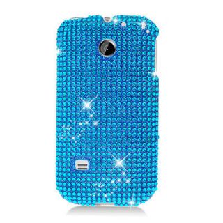 Mobile Huawei Prism U8651 New Full Diamond Snap on Hard Case Blue