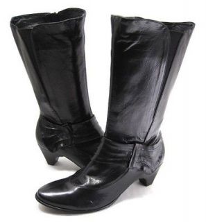 EVERYBODY WOMENS TAMARA MID CALF BOOT BLACK LEATHER RUBBER SOLE SIZE 