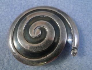   PIN sterling 925 silver 1940s Spiral by Maricela SNAIL Tasco Mexico