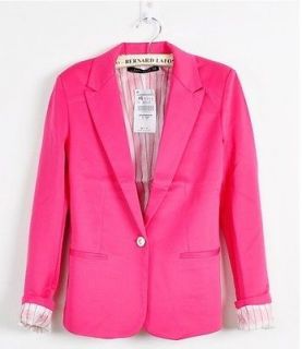 New Fashion Candy Color Basic Slim Foldable Suit Jacket Blazer XS S M 