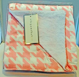   Pink Crib Blanket 34x40 Back is white terry cloth like fabric NEW