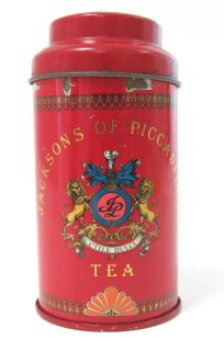 VINTAGE JACKSONS OF PICCADILLY UTILE DULCI EMPTY TEA CONTAINER TIN *