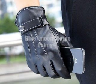 Mens POLICE Driving Motorcycle Fastened Soft Black Winter Warm Lined 
