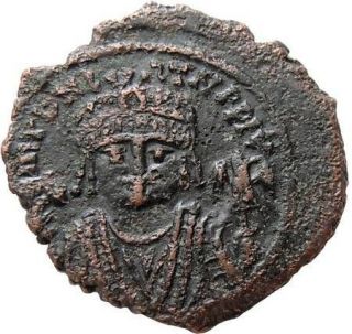 maurice tiberius ae half follis ancient byzantine coin time left