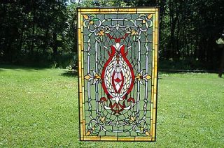 20 x 34 large tiffany style stained glass window panel