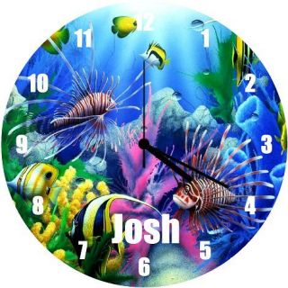 personalised coral sea ocean fish plastic wall clock time left