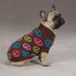   Brown Peace sign TC 6L Dog Sweater tiny Puppy apparel clothing
