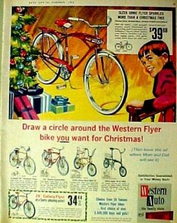 1965 Western Auto Sonic Flyer Bicycles Christmas~X Mas Buzz~Hi Lo 
