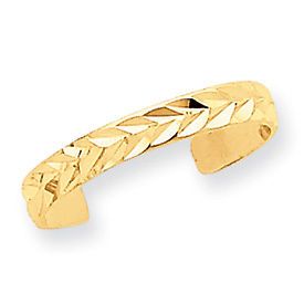 New Beautiful Adjustable 14k Gold Diamond Cut Fancy Toe Ring