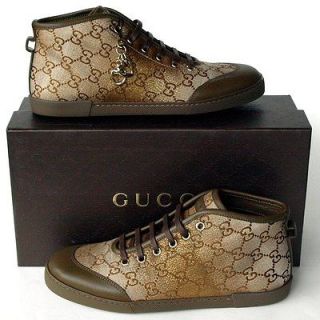 GUCCI New Womens Sneakers Shoes sz 38 G   8.5 Guccissima GG High Top 