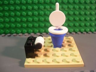 Lego Minifigure custom toilet w/ paper (tan plate not included) NEW 
