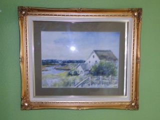 original water color gilt frame Lee Porter Gloucester Massachusetts 
