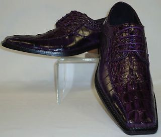 Mens Deep Purple Elegance Exotic Croco Embossed Dress Shoes Bolano 
