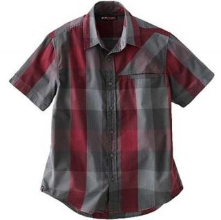 Tony Hawk Lock Plaid Shirt Jester Red Size M Short Sleeve Button Front 