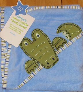   Blue Hoody Towel Green Alligator Crocodile Hooded Bath Towel Velour