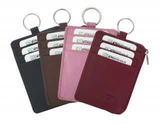 RFID Blocking Leather Mini Wallet/ID Holder w/Key Ring  by Identity 