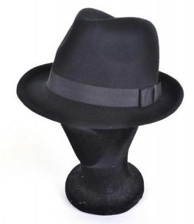 VINTAGE Style Black Felt Trilby Hat M 57cm BNWT/NEW 100% Wool Fedora 