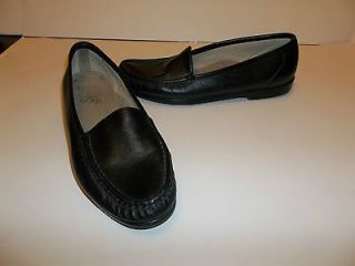 women sas black leather loafer moccasin slip on shoe 10 n