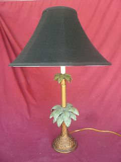 GALLERY TALL TALBLE LAMP BLACK SHADE PALM TREE MOTIF EXCCELLENT 