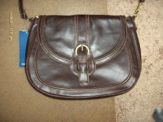 nwt old navy brown leather look saddle bag very cute