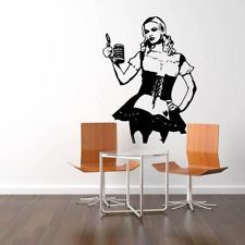 BARMAID WITH TANKARD QUOTE WALL ART STICKER, WALL MURAL, WALL DECAL 